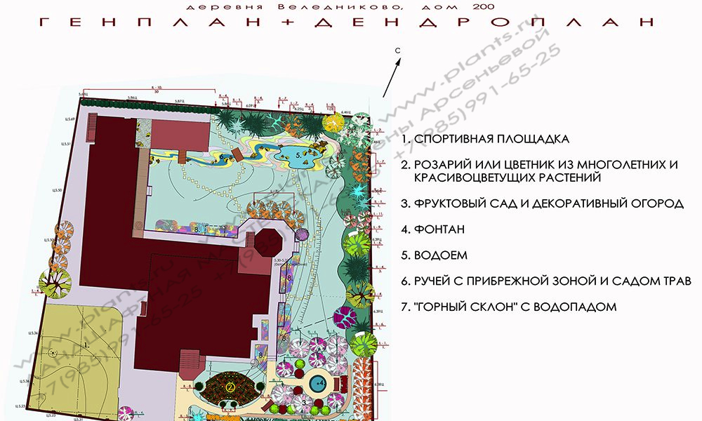 Дизайн сада - генплан и дендроплан вариант 1